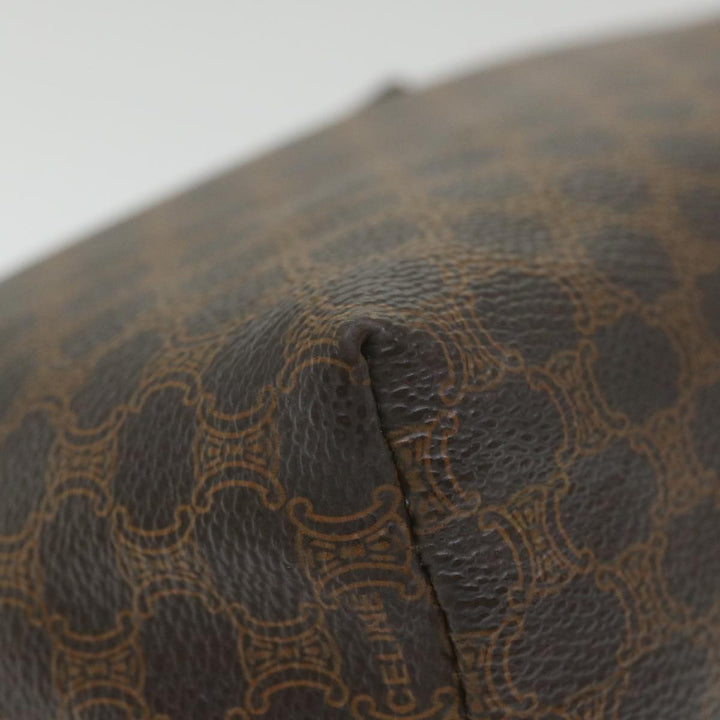 Celine Macadam Canvas Pouch PVC Leather Brown 9468