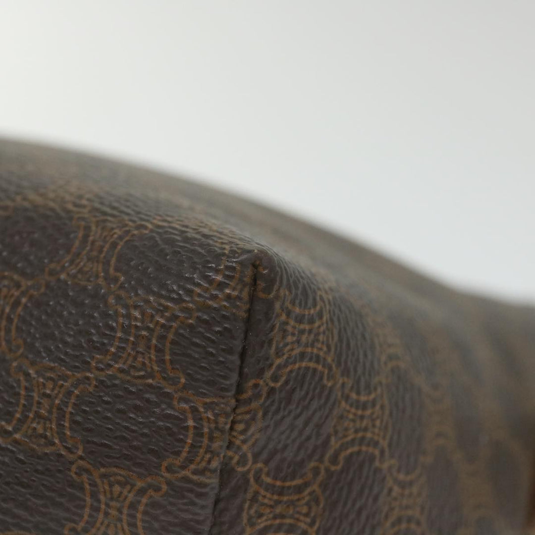 Celine Macadam Canvas Pouch PVC Leather Brown 9468