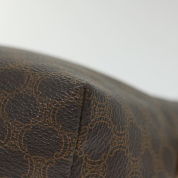 Celine Macadam Canvas Pouch PVC Leather Brown 9468