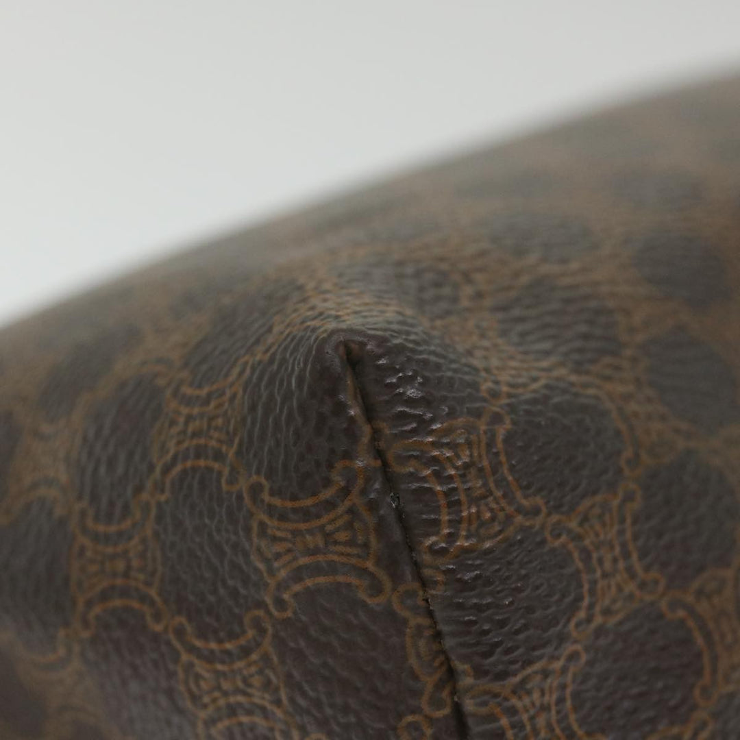 Celine Macadam Canvas Pouch PVC Leather Brown 9468