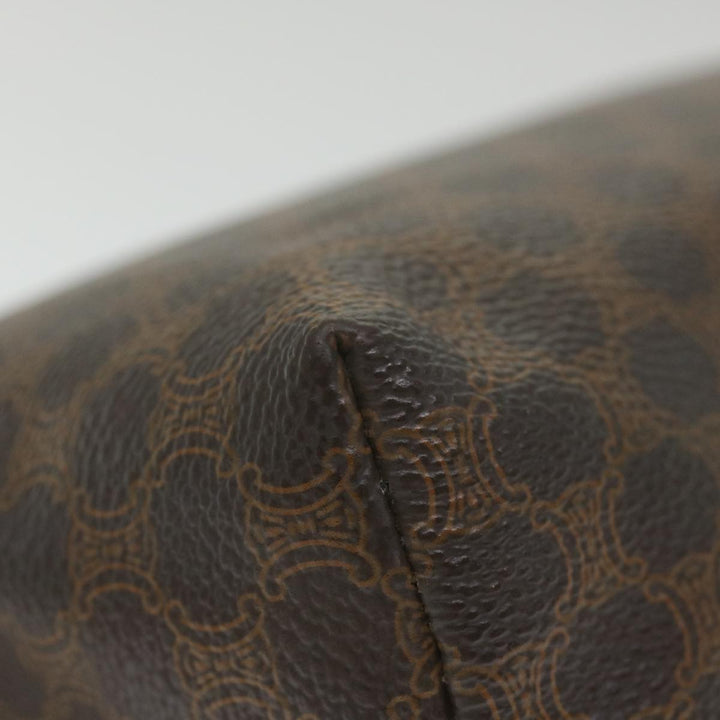 Celine Macadam Canvas Pouch PVC Leather Brown 9468