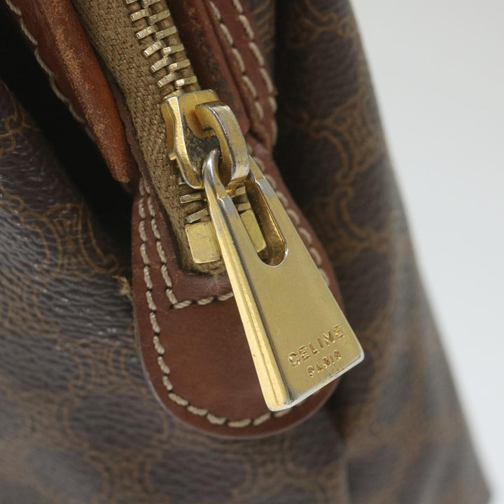 Celine Macadam Canvas Pouch PVC Leather Brown 9468