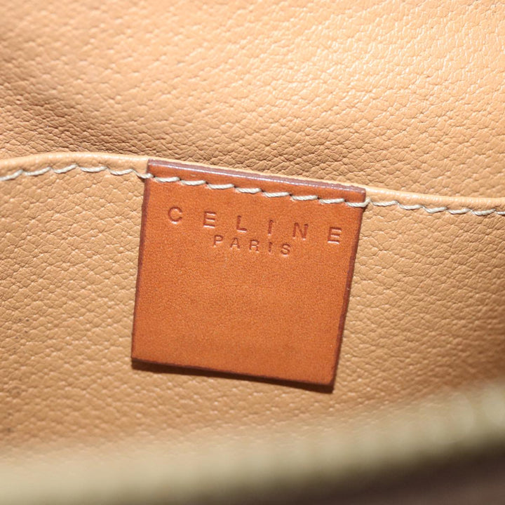Celine Macadam Canvas Pouch PVC Leather Brown 9468