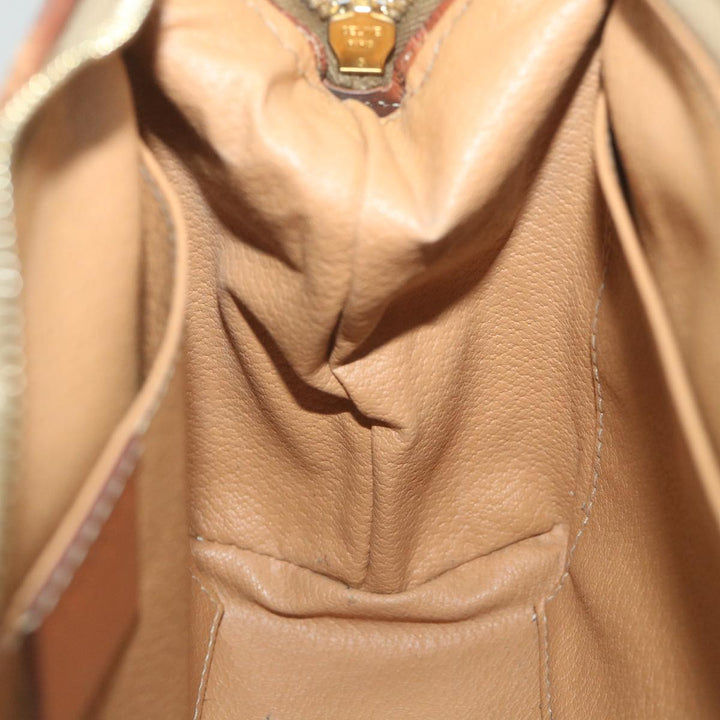 Celine Macadam Canvas Pouch PVC Leather Brown 9468