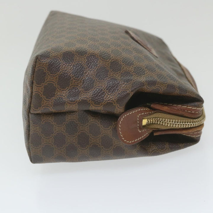 Celine Macadam Canvas Pouch PVC Leather Brown 9468