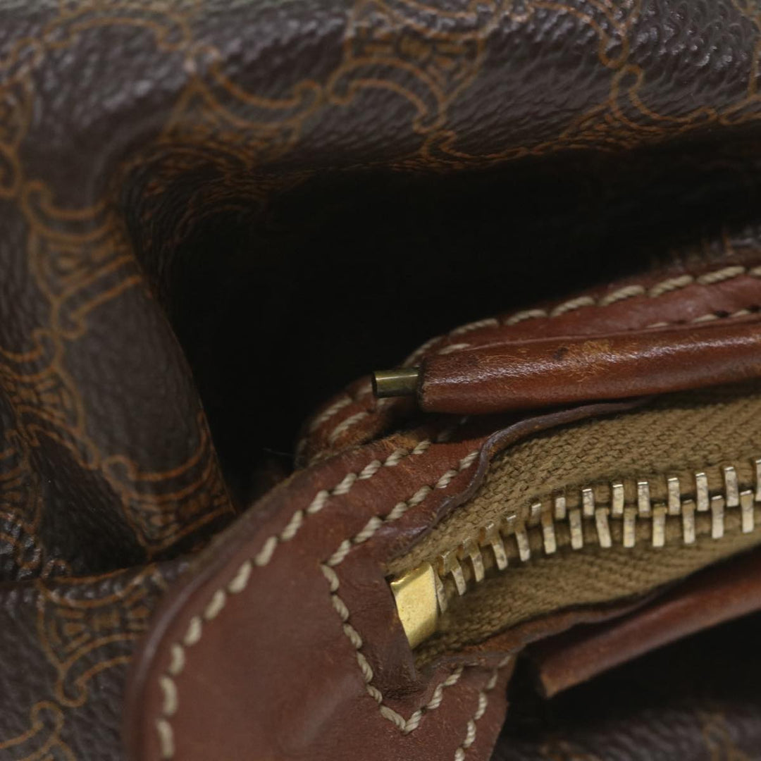 Celine Macadam Canvas Pouch PVC Leather Brown 9468