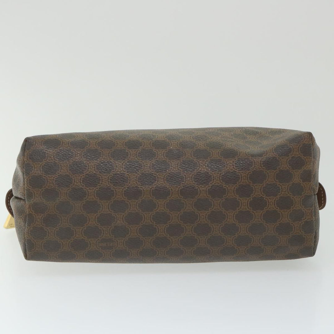 Celine Macadam Canvas Pouch PVC Leather Brown 9468