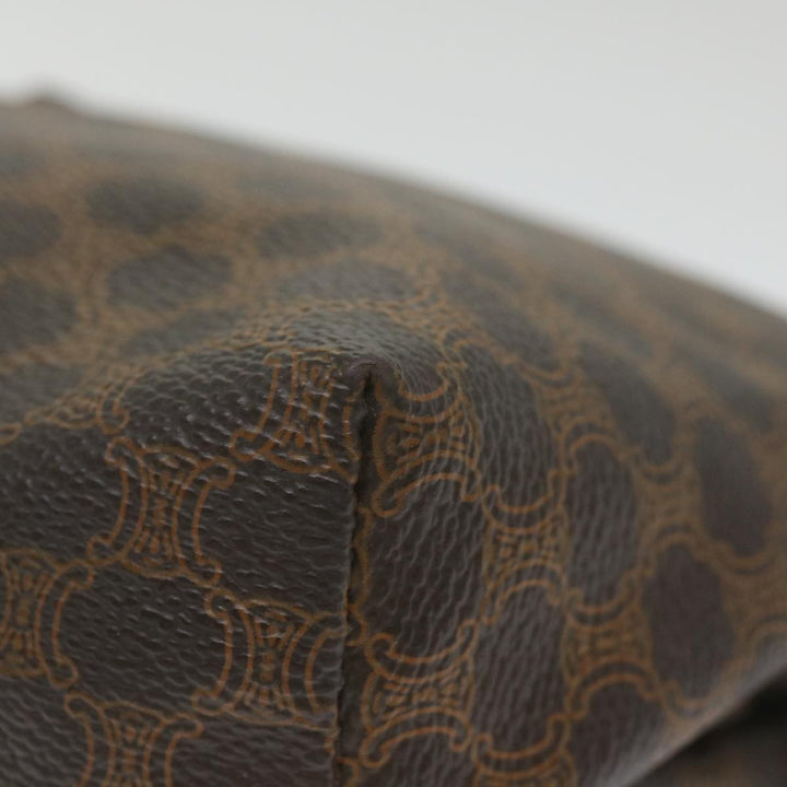 Celine Macadam Canvas Pouch PVC Leather Brown 9468