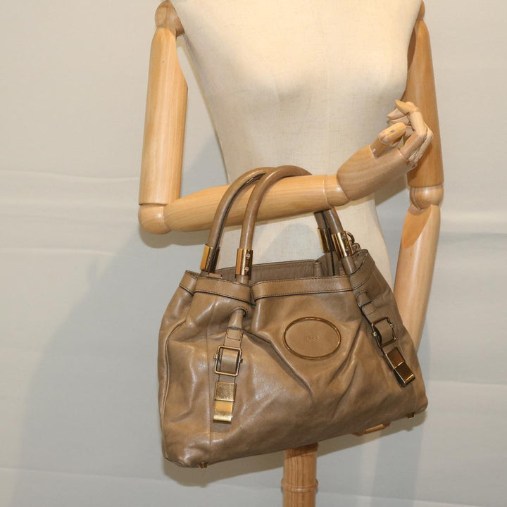 Chloe Victoria Hand Bag Leather Beige yk9516