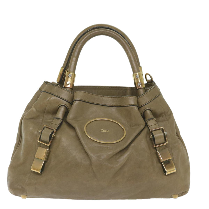 Chloe Victoria Hand Bag Leather Beige yk9516