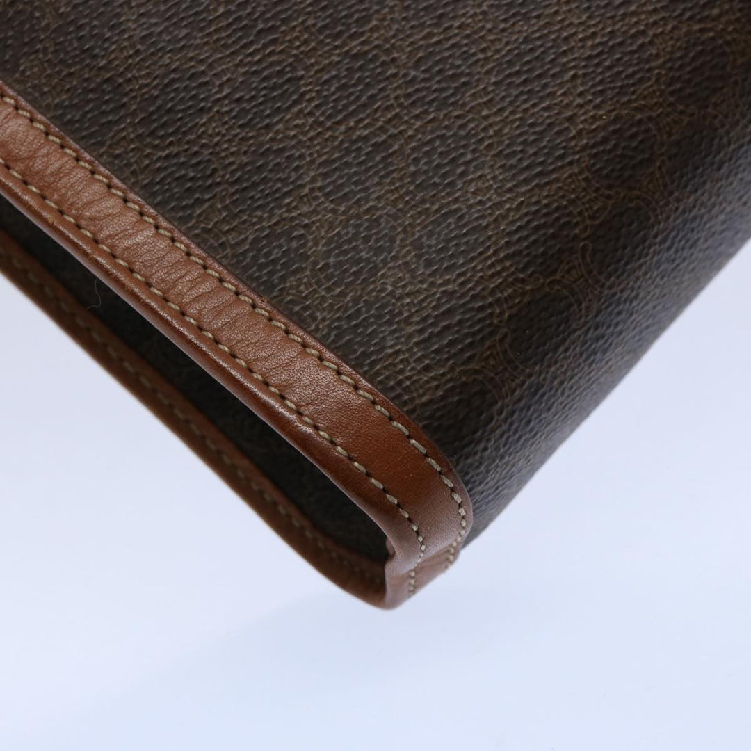 Celine Macadam Canvas Clutch Bag PVC Leather Brown 9555