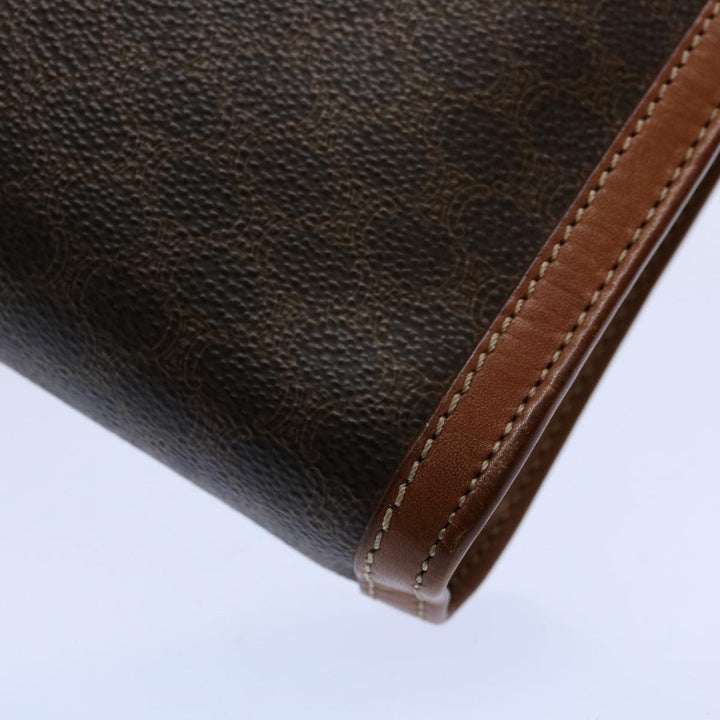 Celine Macadam Canvas Clutch Bag PVC Leather Brown 9555