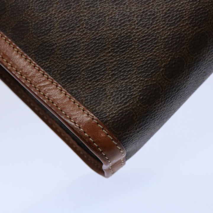 Celine Macadam Canvas Clutch Bag PVC Leather Brown 9555