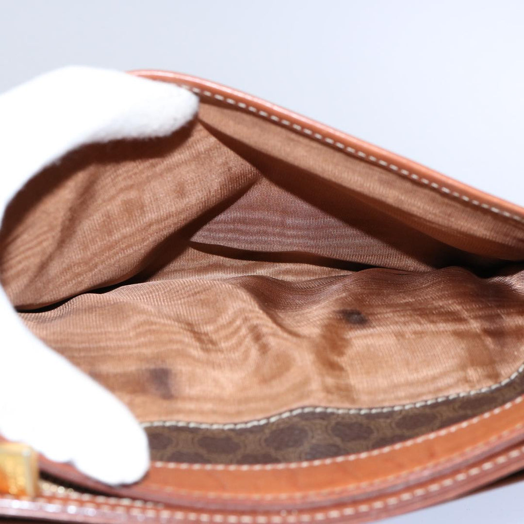Celine Macadam Canvas Clutch Bag PVC Leather Brown 9555