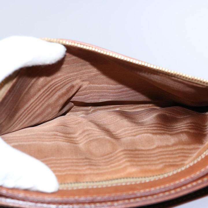 Celine Macadam Canvas Clutch Bag PVC Leather Brown 9555