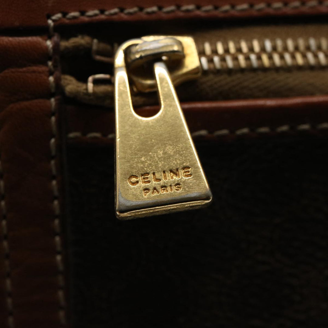 Celine Macadam Canvas Clutch Bag PVC Leather Brown 9555