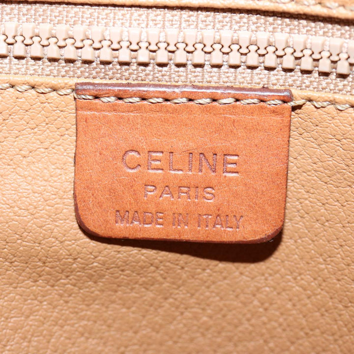 Celine Macadam Canvas Clutch Bag PVC Leather Brown 9555