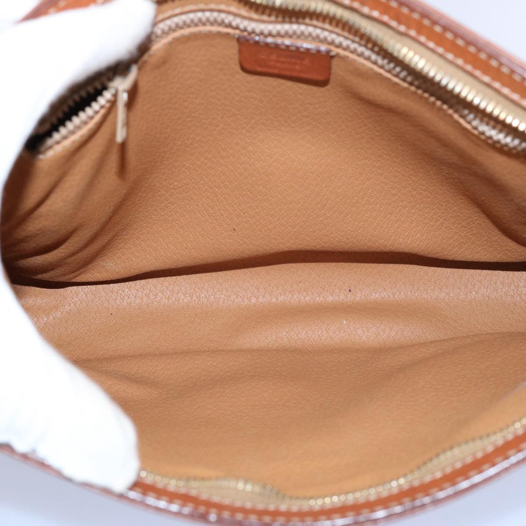 Celine Macadam Canvas Clutch Bag PVC Leather Brown 9555