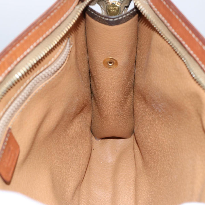 Celine Macadam Canvas Clutch Bag PVC Leather Brown 9555