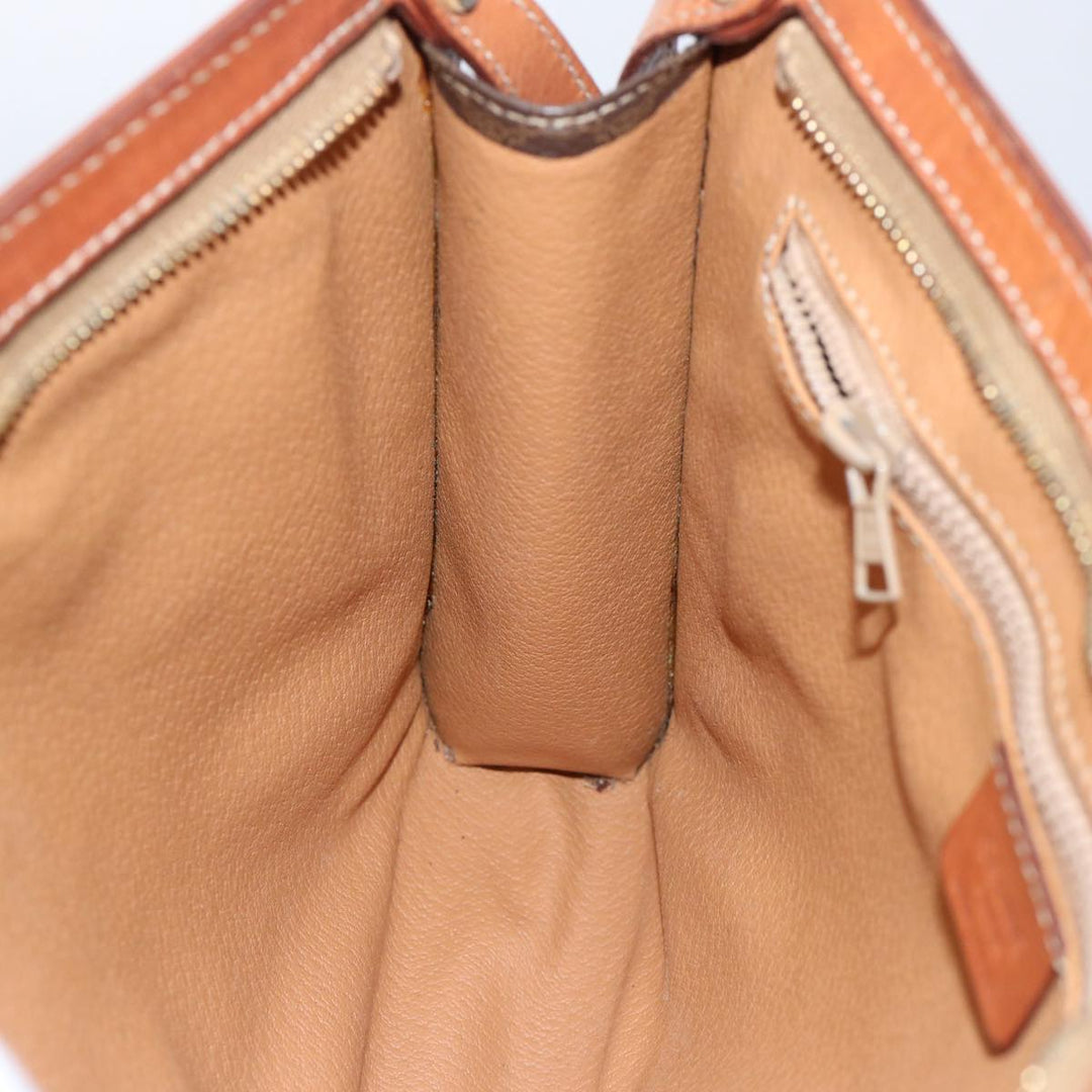Celine Macadam Canvas Clutch Bag PVC Leather Brown 9555