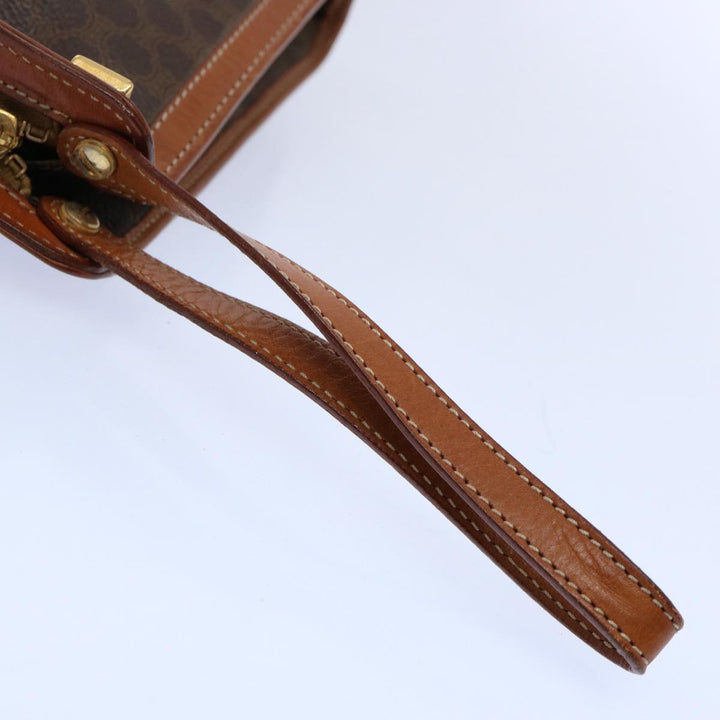 Celine Macadam Canvas Clutch Bag PVC Leather Brown 9555