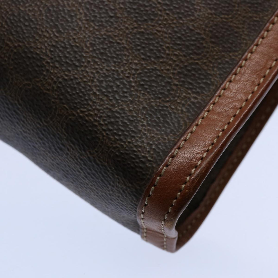 Celine Macadam Canvas Clutch Bag PVC Leather Brown 9555