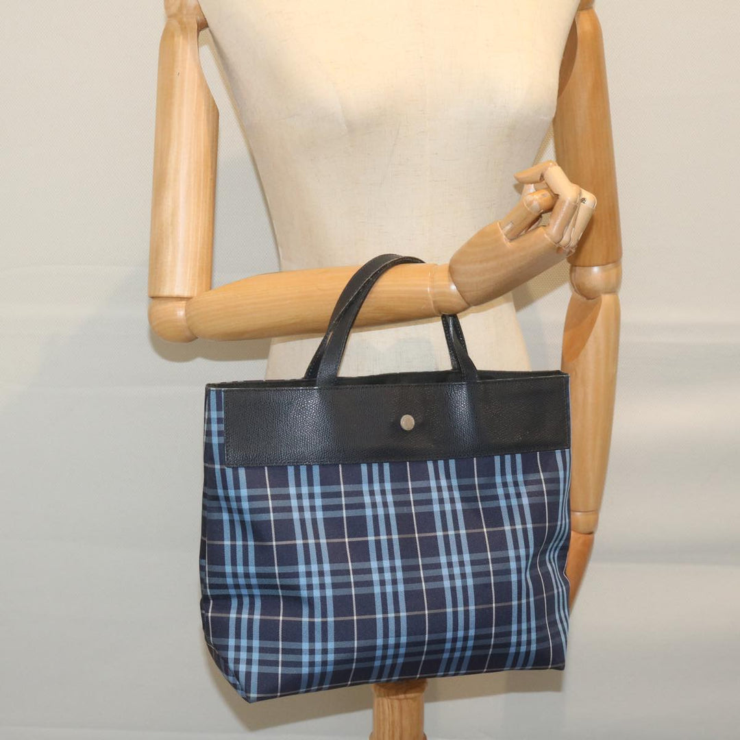 BURBERRY Nova Check Hand Bag Nylon Blue Auth yk9593