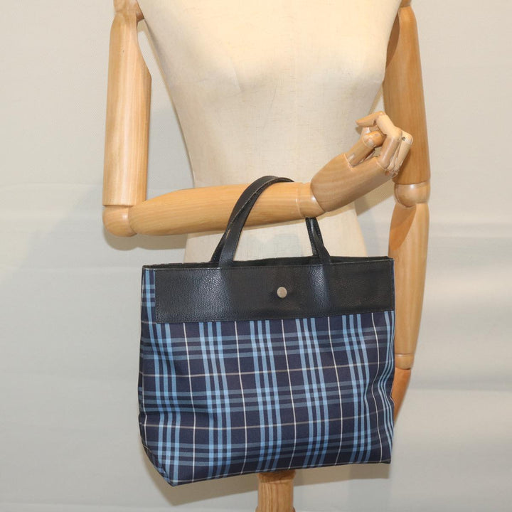 BURBERRY Nova Check Hand Bag Nylon Blue Auth yk9593