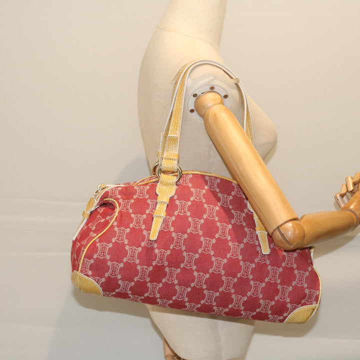 Celine Paris Macadam Canvas Shoulder Bag Red 9681