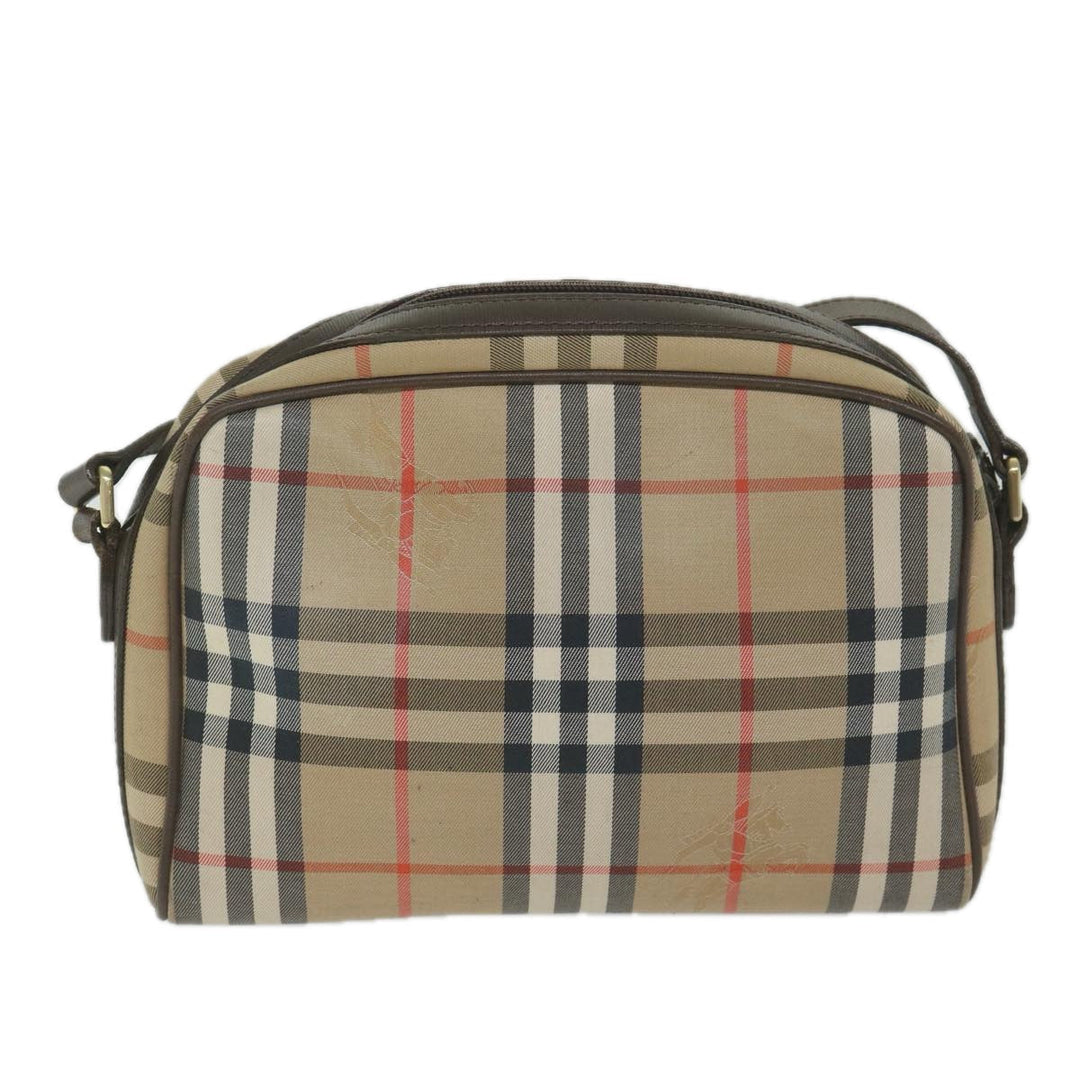 BURBERRYSs Nova Check Shoulder Bag Nylon Canvas Beige Auth yk9756