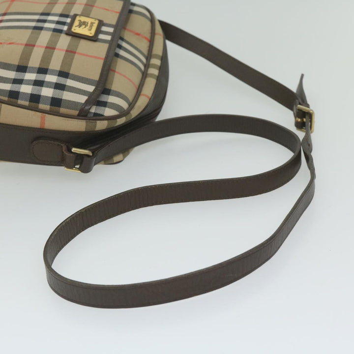 BURBERRYSs Nova Check Shoulder Bag Nylon Canvas Beige Auth yk9756