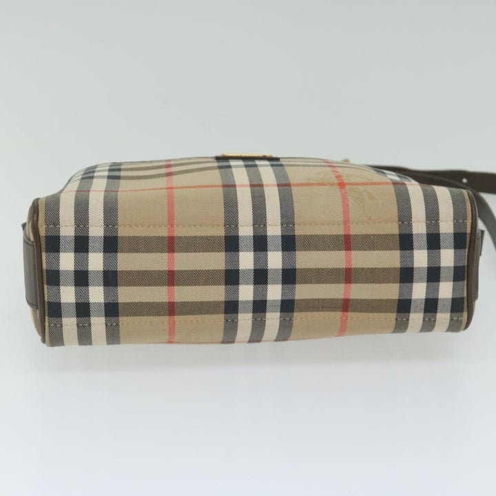 BURBERRYSs Nova Check Shoulder Bag Nylon Canvas Beige Auth yk9756