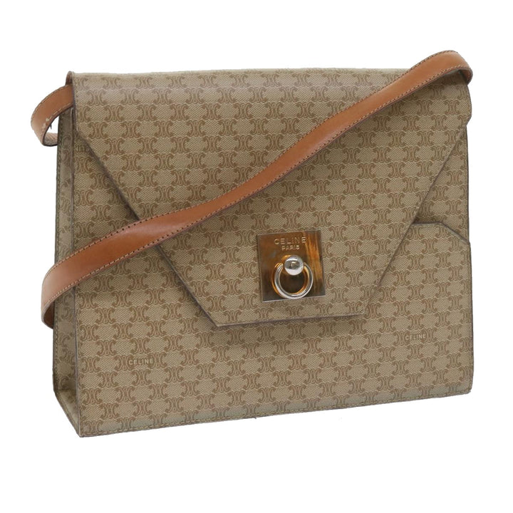 Top Quality Celine Macadam Canvas Shoulder Bag PVC Beige Brown Auth yk9762