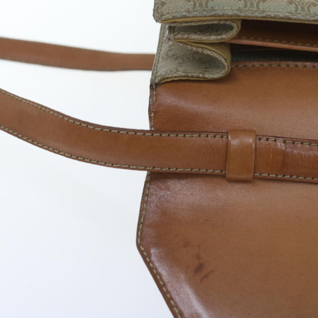 Celine Macadam Canvas Shoulder Bag PVC Beige Brown Auth yk9762