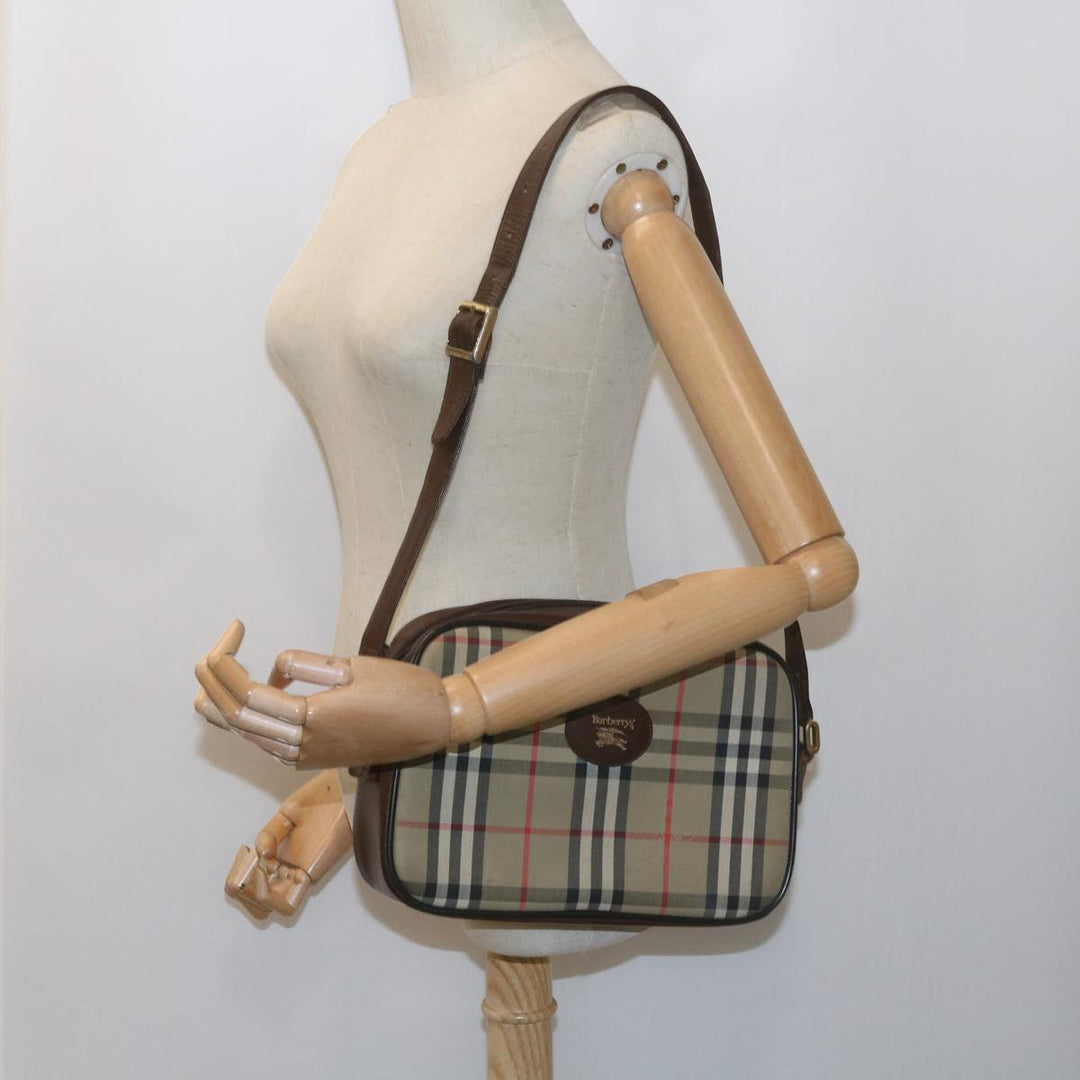 BURBERRYSs Nova Check Shoulder Bag Canvas Beige Brown Auth yk9787