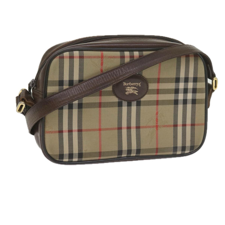 BURBERRYSs Nova Check Shoulder Bag Canvas Beige Brown Auth yk9787