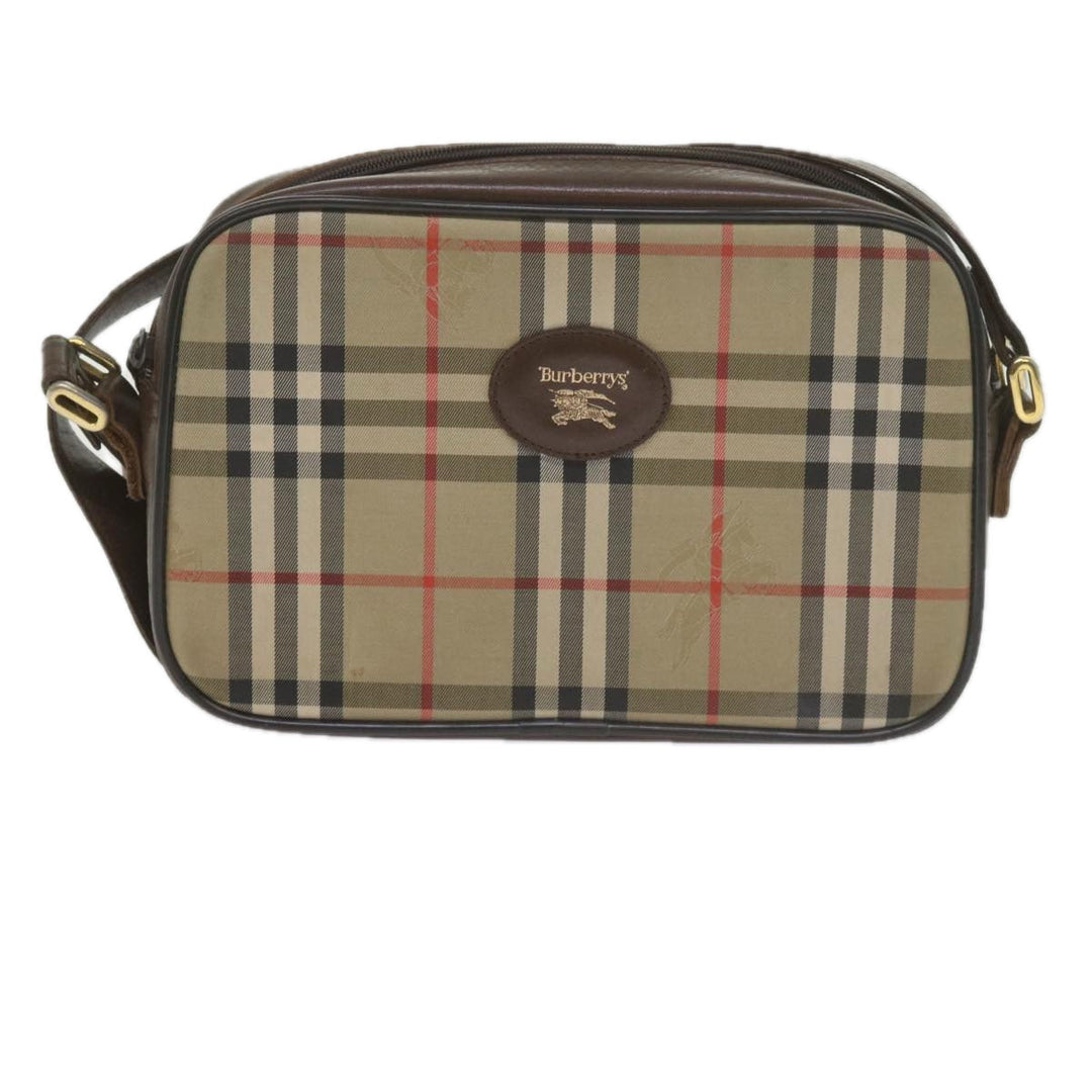 BURBERRYSs Nova Check Shoulder Bag Canvas Beige Brown Auth yk9787