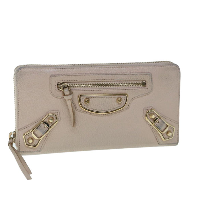 Top Quality Balenciaga Classic Continental Zip Long Wallet Leather Pink 253036 Auth yk9793