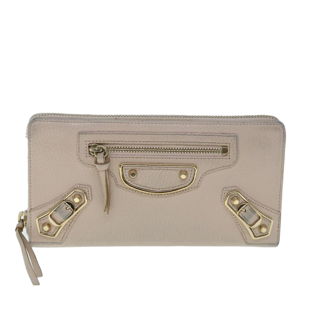 Top Quality Balenciaga Classic Continental Zip Long Wallet Leather Pink 253036 Auth yk9793