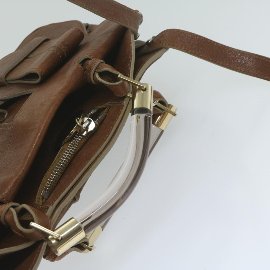 Chloe Hand Bag Leather Brown 01 08 53 12 yk9860