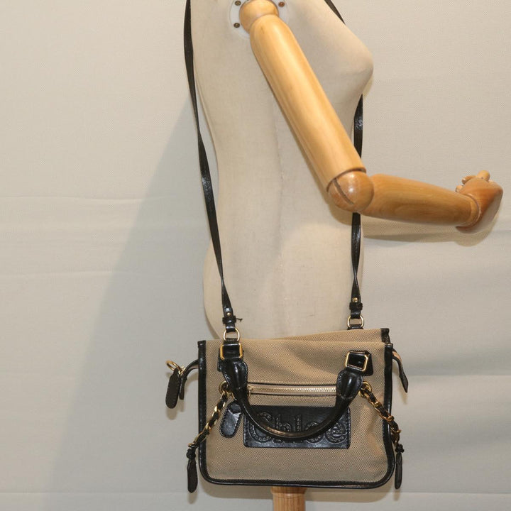 Chloe Harley Hand Bag Canvas Leather 2way Beige 03 10 51 5811 yk9862