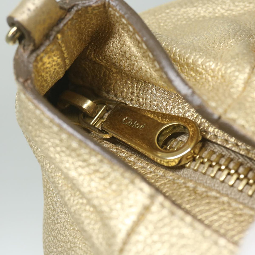 Chloe Etel Hand Bag Leather 2way Gold Tone yk9870