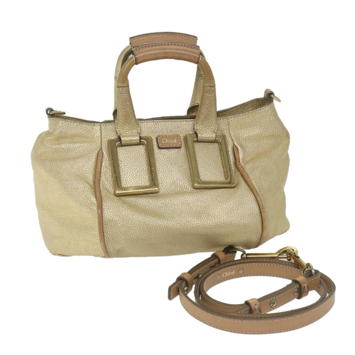 Chloe Etel Hand Bag Leather 2way Gold Tone yk9870