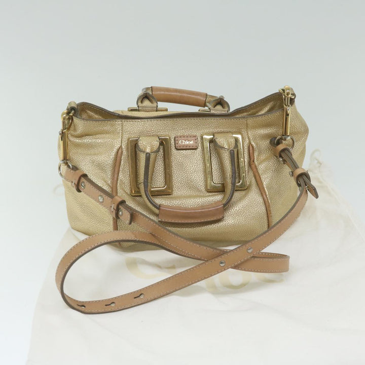 Chloe Etel Hand Bag Leather 2way Gold Tone yk9870