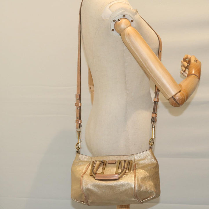 Chloe Etel Hand Bag Leather 2way Gold Tone yk9870