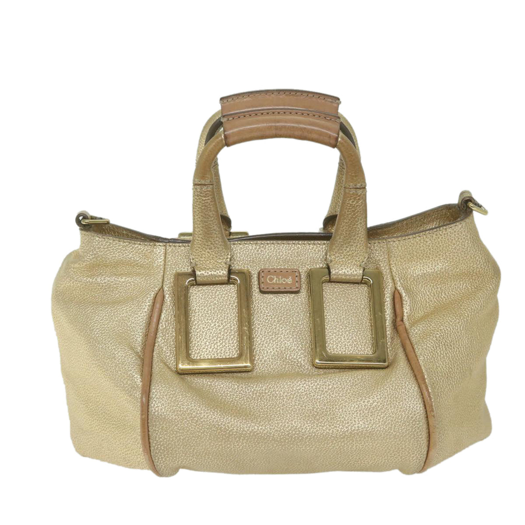 Chloe Etel Hand Bag Leather 2way Gold Tone yk9870