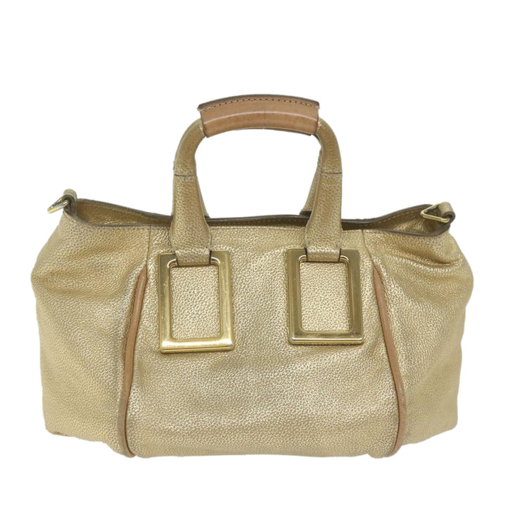 Chloe Etel Hand Bag Leather 2way Gold Tone yk9870