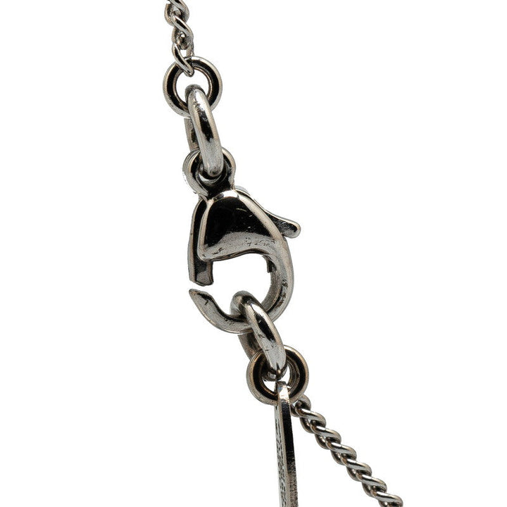 Top Quality Chanel Coco Mark Rhinestone Necklace Silver Metal