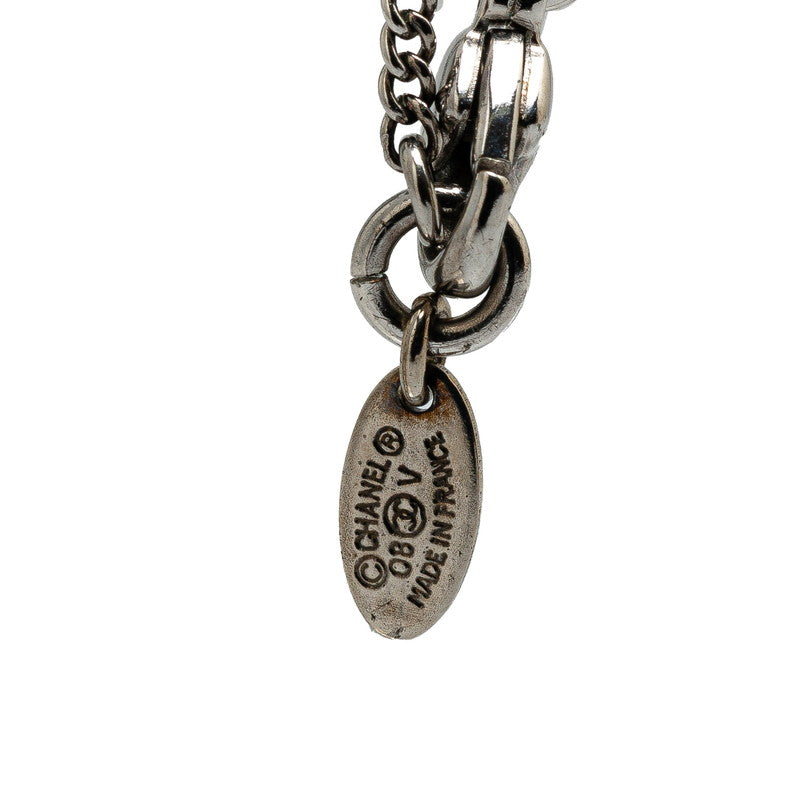 Top Quality Chanel Coco Mark Rhinestone Necklace Silver Metal