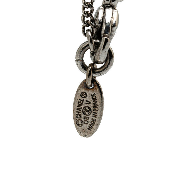 Top Quality Chanel Coco Mark Rhinestone Necklace Silver Metal
